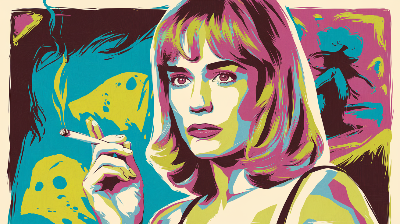 Une recréation artistique de l'affiche iconique du film Pulp Fiction.