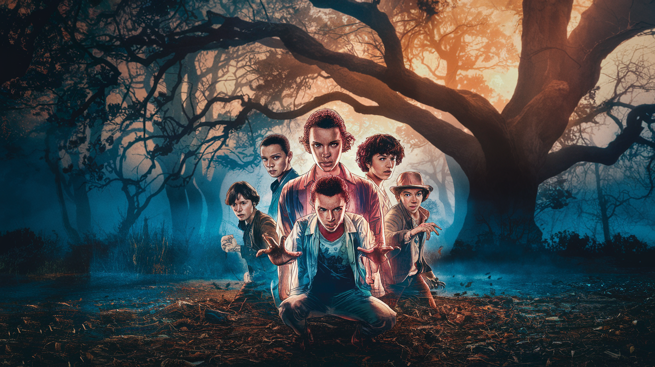 Image promotionnelle iconique de Stranger Things.