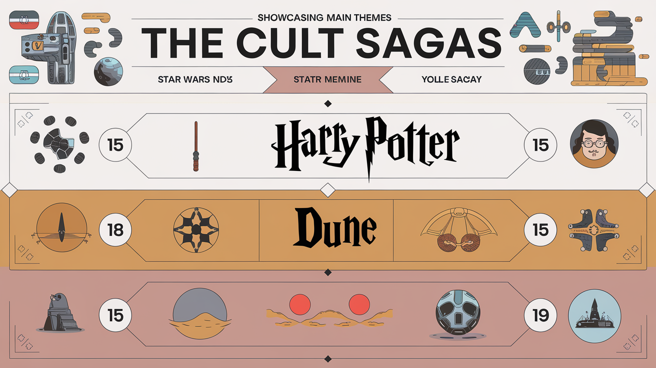 Tableau comparatif des thèmes principaux des sagas cultes.